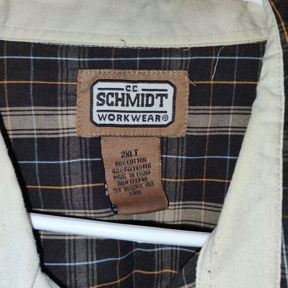 C E. Schmidt Work wear Nwot Classic Brown Plaid Button Down Shirt - Picture 6 of 13